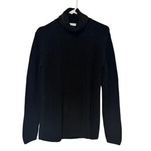 L.L. Bean Vintage Women's Size Small Black Chunky Rib Knit Turtleneck Sweater